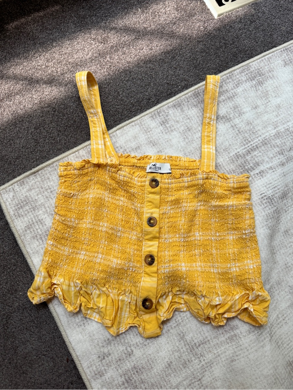 Hollister Yellow Adjustable Cropped Tank Top L